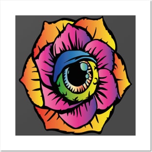 Trippy flower with eye Eye in a rose Posters and Art